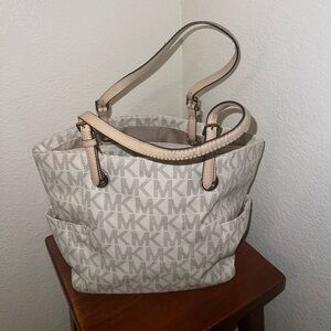 Michael Kors Beige & Cream MK Logo Tote